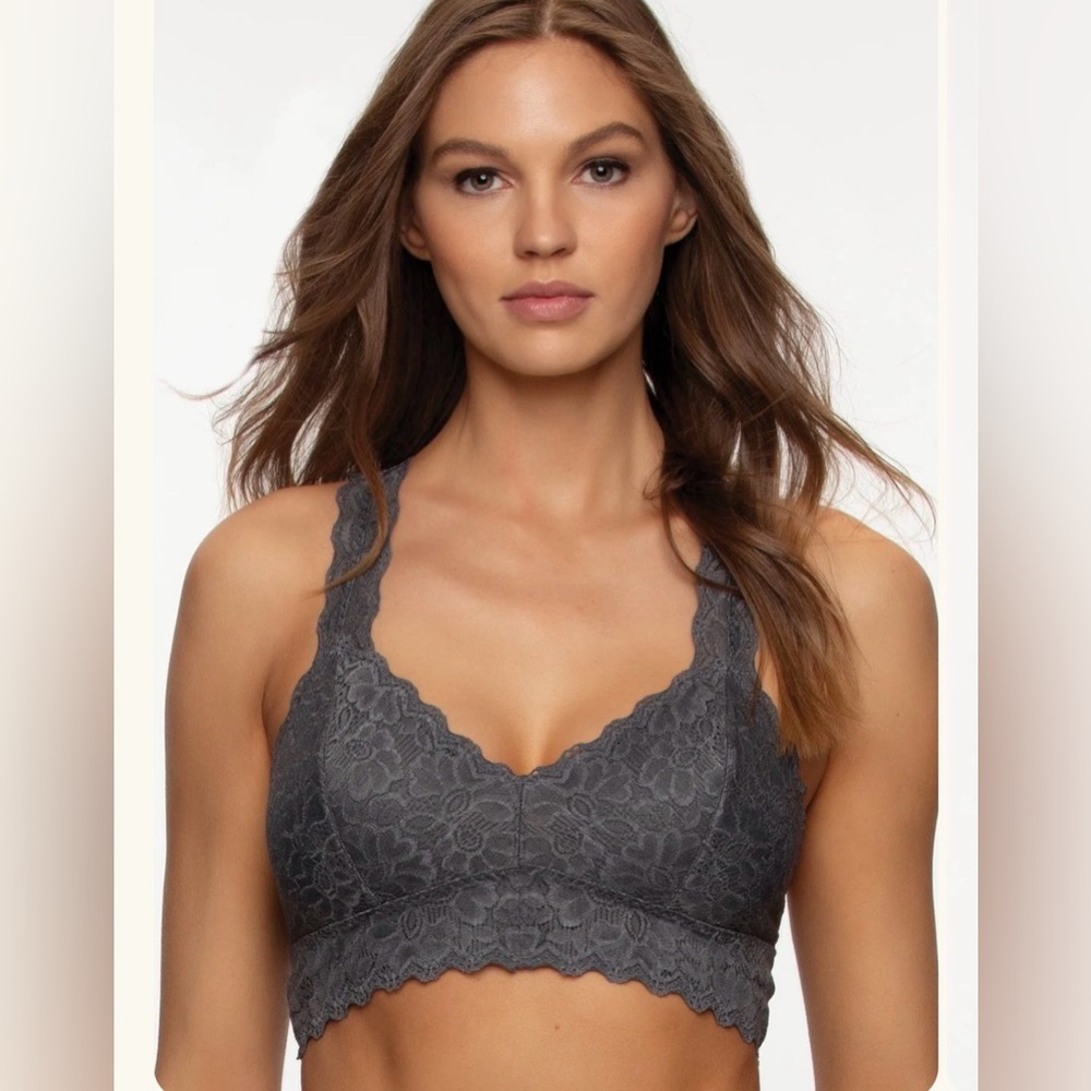 Dark Grey Lace Bralette By Black Bow